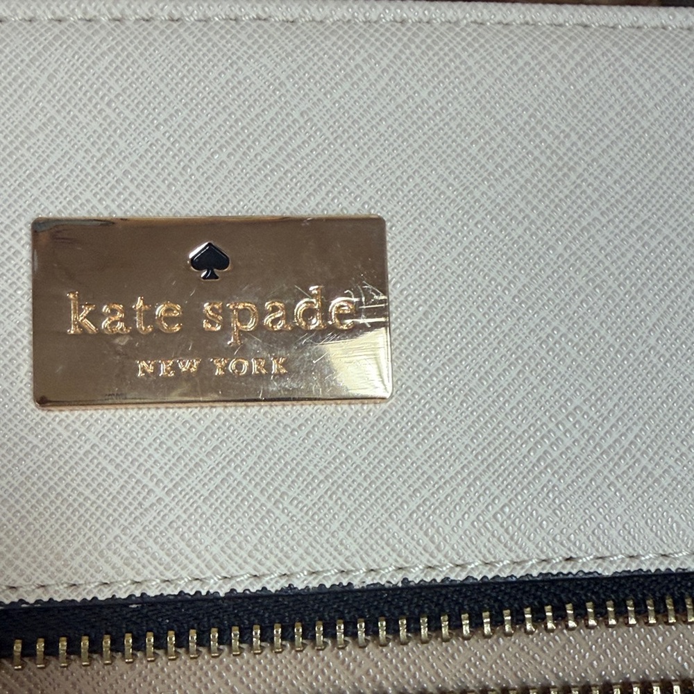 kate spade cream, beige, and gray striped tote - Picture 2 of 9